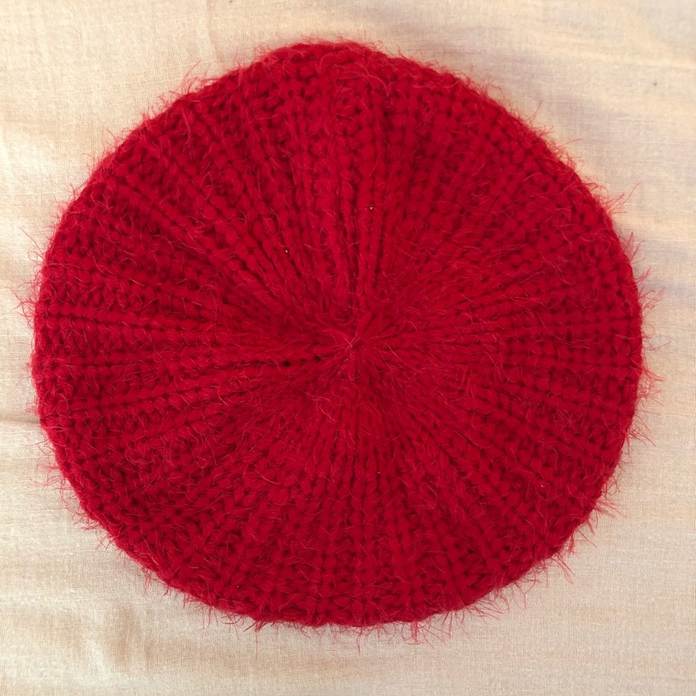 Red Knit Slouchy Beanie/Beret